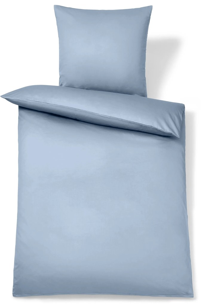 Posteľná bielizeň z bavlny a saténu, svetlomodrá, štandardná veľkosť