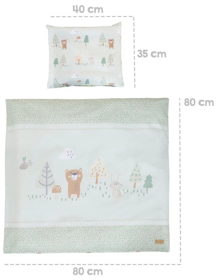 Svetlozelené bavlnené detské obliečky do postieľky 80x80 cm Woodland Buddies – Roba