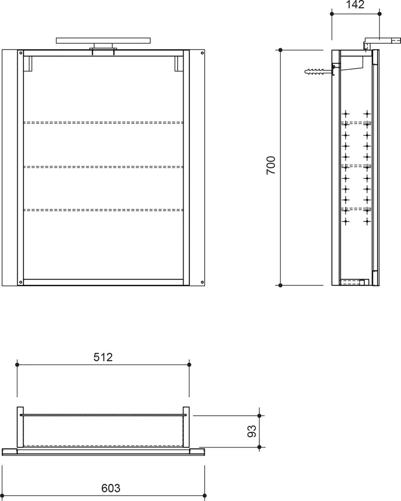 Sapho Sapho, GRETA galérka s LED osvetlením, 60x70x14cm, biela mat, GR060-0031