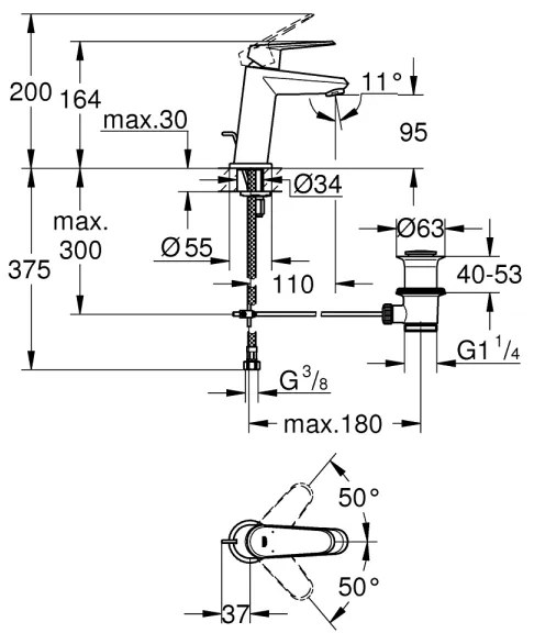 GROHE 23049002 - Umývadlová batéria EURODISC COSMOPOLITAN veľkosť S chróm