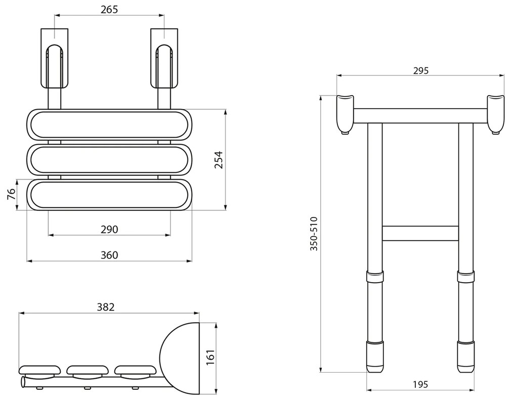 Ridder Ridder, HANDICAP sklopné sedátko do sprchy s podperou, 38x36cm, biela, A140101-1