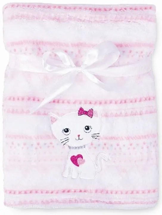 Babymatex Deka RICCO s výšivkou 75x100 cm - Ružová Mačička