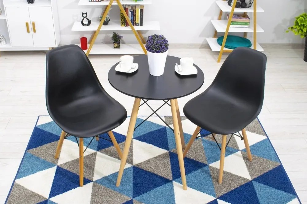 Set 4 stoličiek OSAKA čierne / prírodné nohy