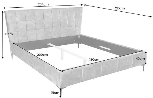 Posteľ 41670 180x200cm Boutique Zamat Tmavošedá  - Komfort-nábytok