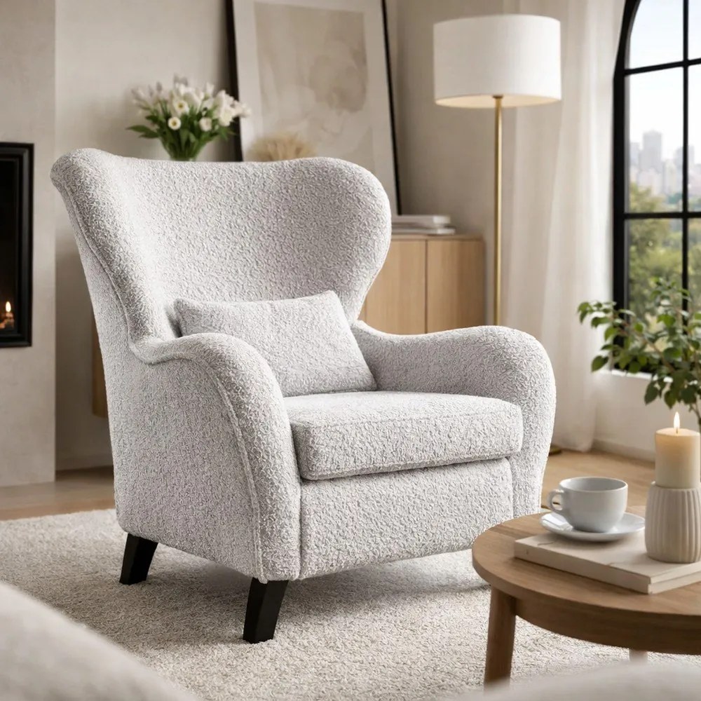 Sivé kreslo ušiak Miuform Miuf