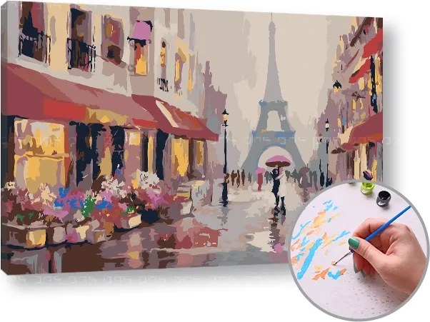Maľovanie podľa čísel DÁŽĎ V PARÍŽI – nízka náročnosť