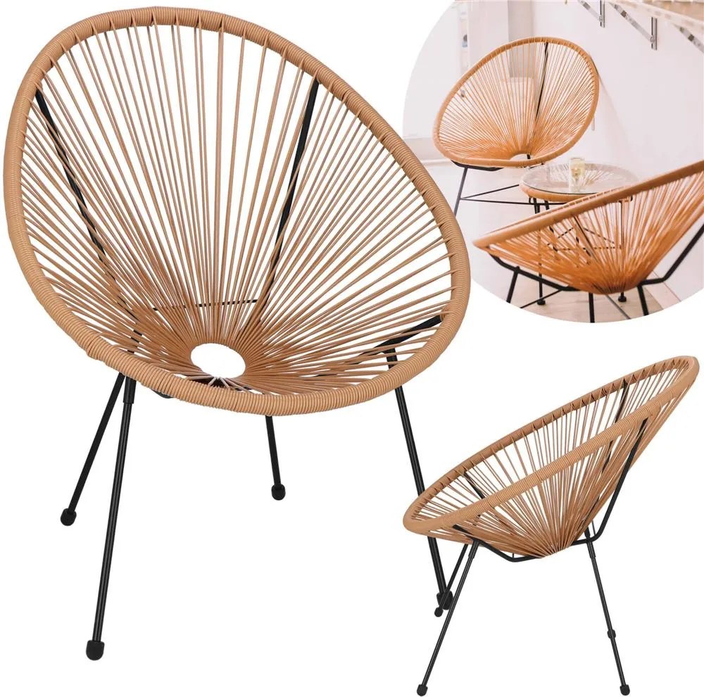 Záhradné kreslo oválne, výška 87 cm, odtiene béžovej a hnedej Springos - GF0084