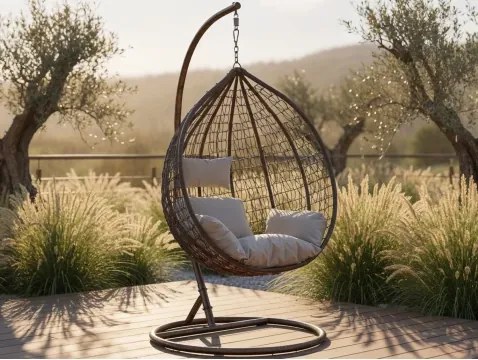 Závesné kreslo Izeda, hnedé%