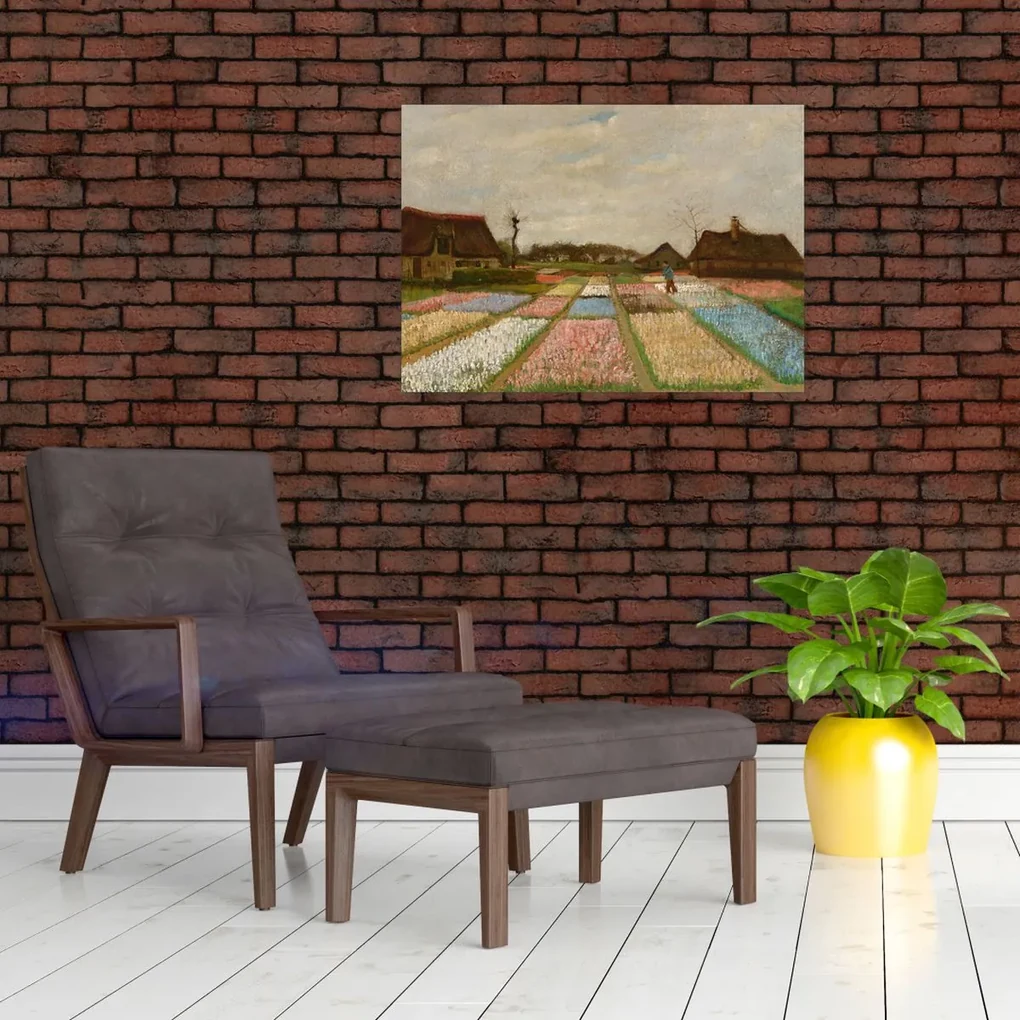 Sklenený obraz - Vincent van Gogh, Flower Beds in Holland, reprodukcia (70x50 cm)