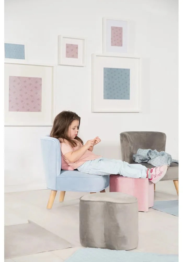 Svetlomodré zamatové detské kresielko Lil Sofa – Roba