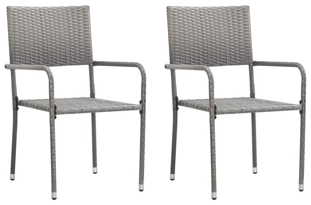 vidaXL Vonkajšie jedálenské stoličky 2 ks, sivé, polyratan