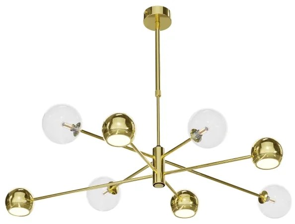 Jupiter 1970 - Luster na tyči MOKA 4xGU10/10W/230V + 4xG9/10W/230V zlatá/číra