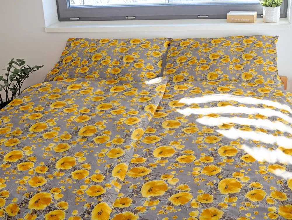 Polášek Krepové obliečky Drobné kvietky - Červená / béžová | 70 x 90 cm