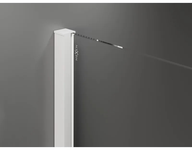 Mexen Velar, sprchový kút s posuvnými dverami 90(dvere) x 70(stena) cm, 8mm číre sklo, biela, 871-090-070-01-20