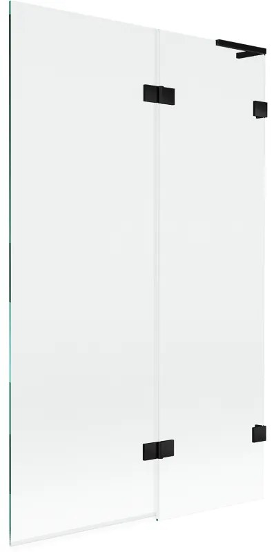 Mexen Lunar L, 2-krídlová vaňová zástena pravá 110 x 150 cm, číre sklo, čierna matná, 897L-110-100-70-00-P