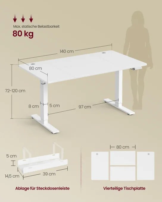 Elektrický pracovný stôl LSD144WZ02