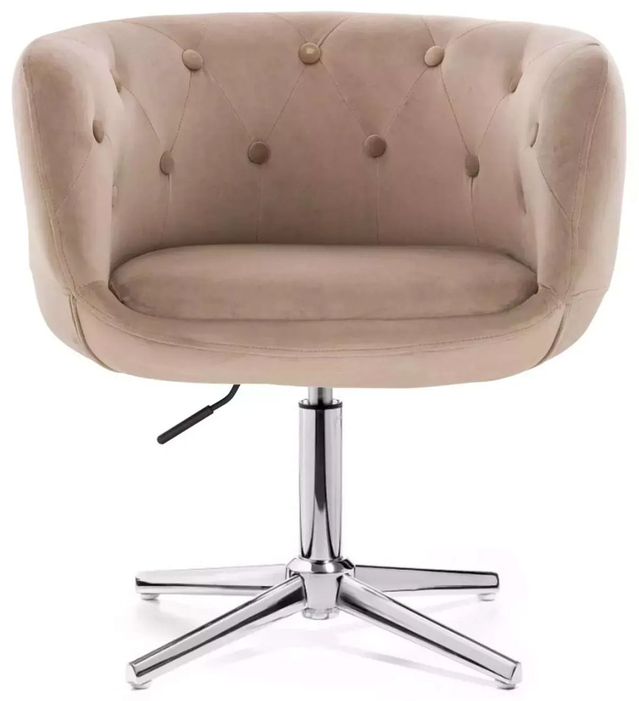 LuxuryForm DESIGN Kreslo MONTANA VELUR na striebornom kríži - latte