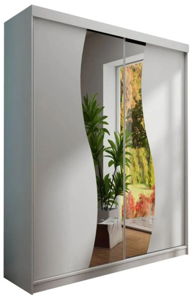 Šatníková skriňa so zrkladlom Sahara 8/150cm, Osvetlenie: osvetlenie LED RGB - farebné, Farba:: jaseň tmavý