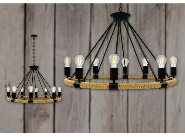 LED Luster na reťazi ROPE ARTHUR 8xE27/6W/230V