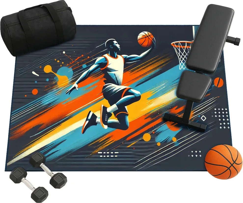 Športový koberec s basketbalovým motívom – viacfarebný Rozmer: 120x170 cm