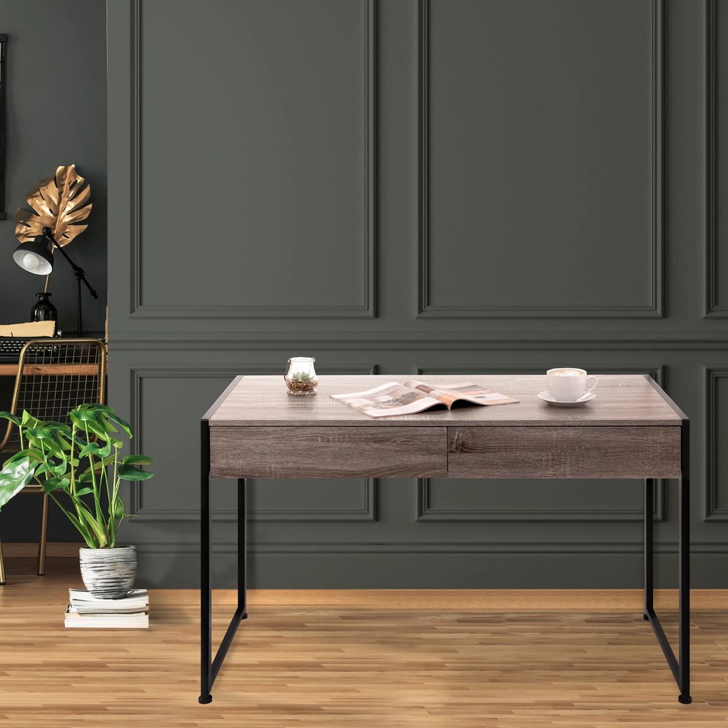 Tutumi Tutumi, dizajnový kancelársky stôl na počítač 123x60x76 cm R20FFTDSK002, čierna-dub sonoma Tabac, MEB-07010