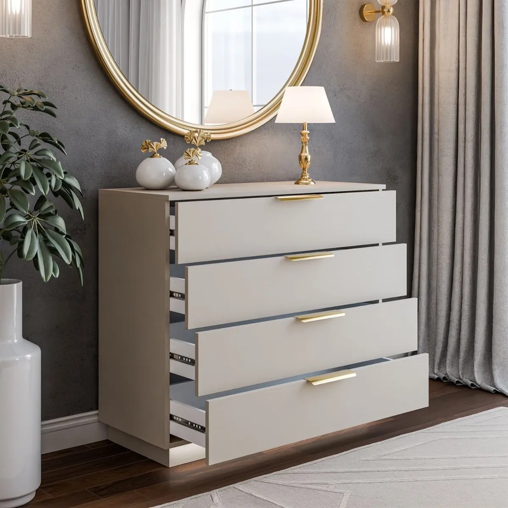 KOMODA MARION 2S KAŠMÍR ZLATÉ ÚCHYTKY LED 95 cm