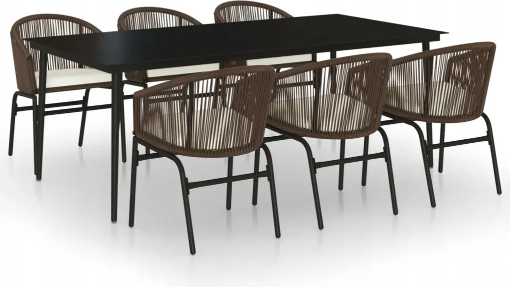 vidaXL 7-dielna sada záhradného nábytku, hnedá