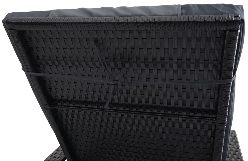 Lehátko Carrara, polyratan / hliník - antracit, sivý vankúš