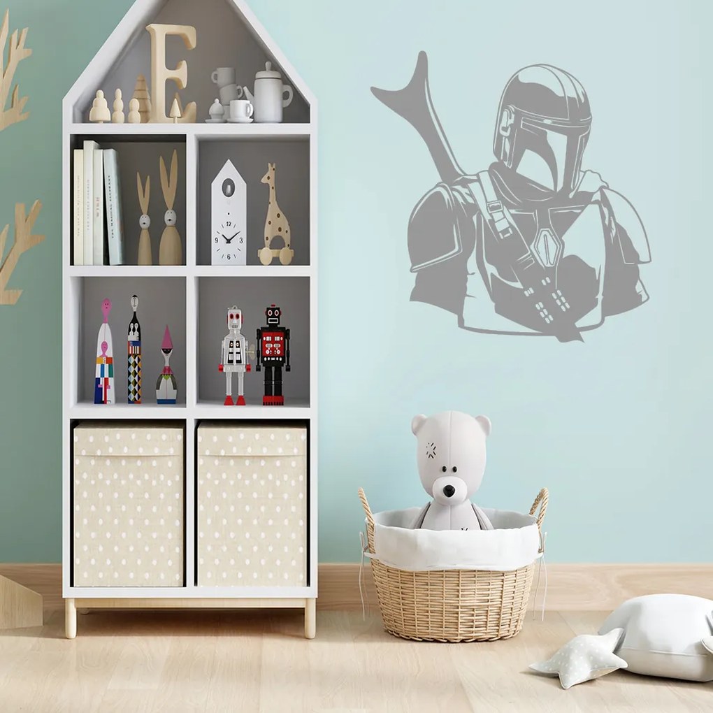Veselá Stena Samolepka Mandalorian Star Wars Farba: růžová, Veľkosť: 40 x 38 cm