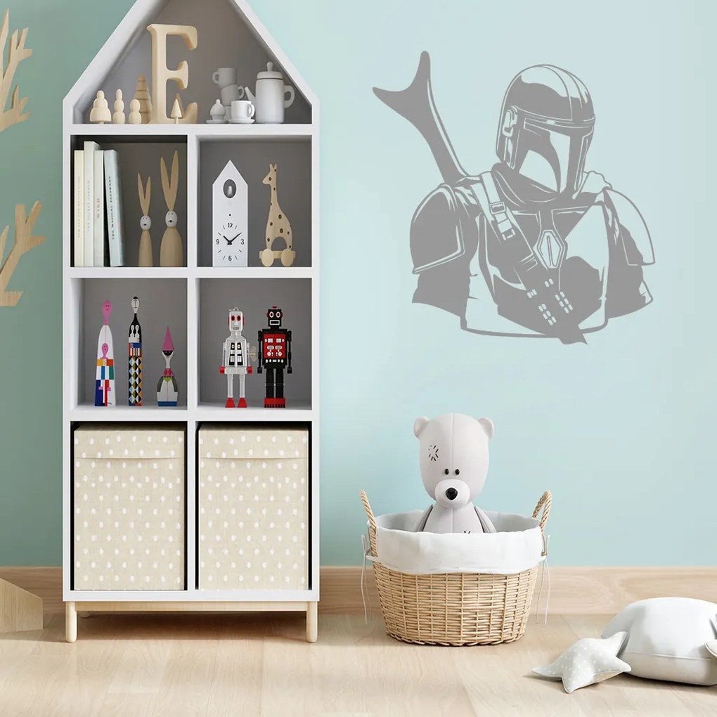 Veselá Stena Samolepka na stenu na stenu Mandalorian Star Wars Farba: černá