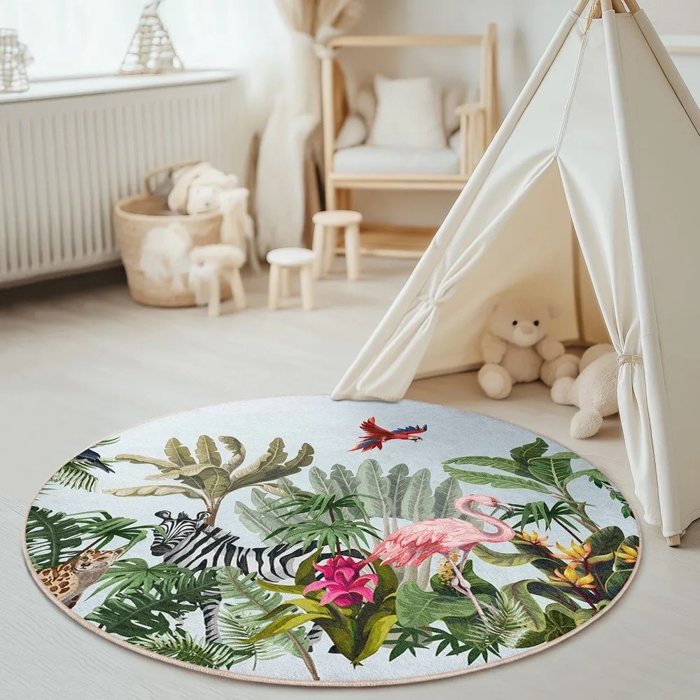 Prateľný detský koberec ø100 cm Jungle – Mila Home