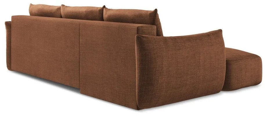 Terakotová rozkladacia rohová pohovka (ľavý roh/s leňoškou) Leila – Makamii