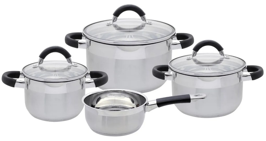 Elo 50904 Basic 4-dielna súprava nehrdzavejúcich hrncov Black Steam