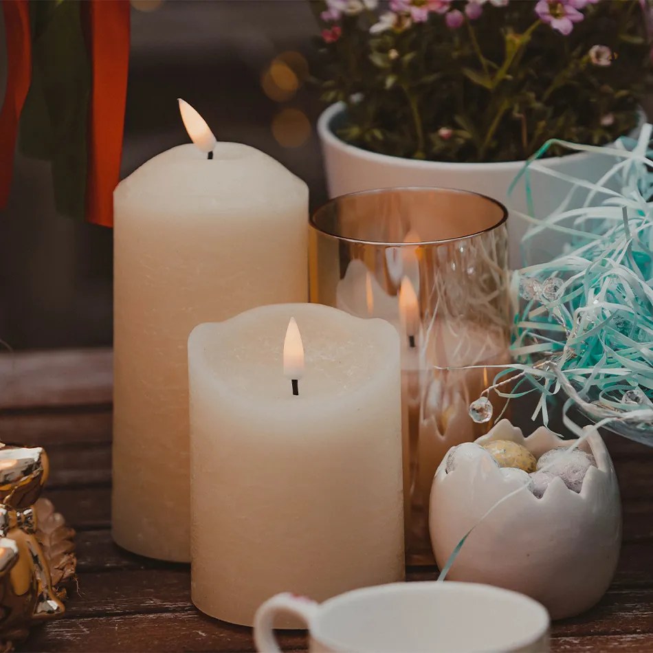 DECOLED LED sviečka, vosk, 5 x 7 cm, mandľová, sada 2 ks