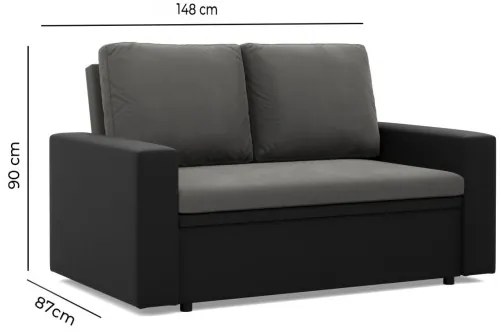 Dvojmiestna pohovka LUNA rozkladacia, tmavosivá / čierna