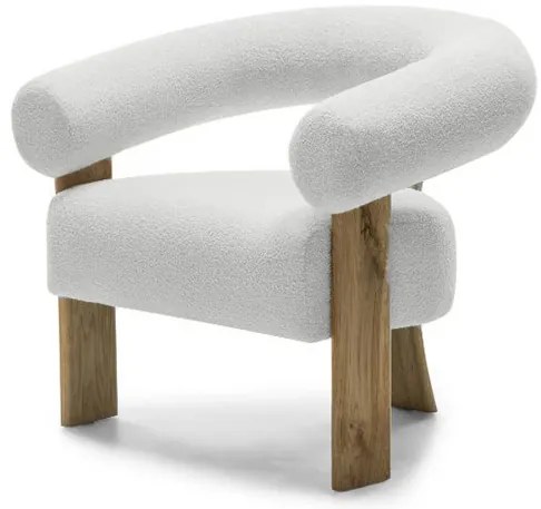 Biele dizajnové kreslo KOKEI, dub