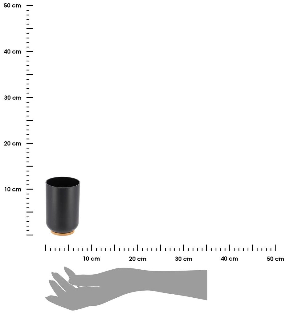 Kúpeľňový pohár Besson, čierna/s drevenými prvkami, 300 ml