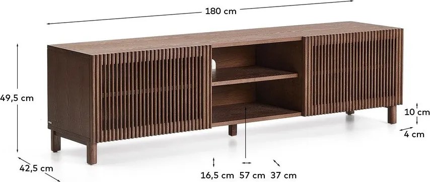 Tmavohnedý TV stolík v dekore orecha 180x49,5x42,5 cm Beyla – Kave Home