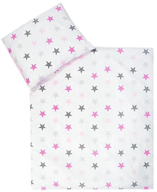 2-dielne Hviezdičky ružové obliečky do postieľky + Vankúšik a perinka