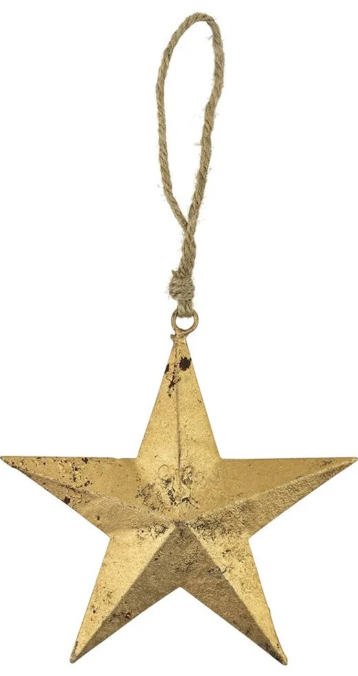 Dekorácia zlatá kovová hviezda na povrázku - 15*1*15cm