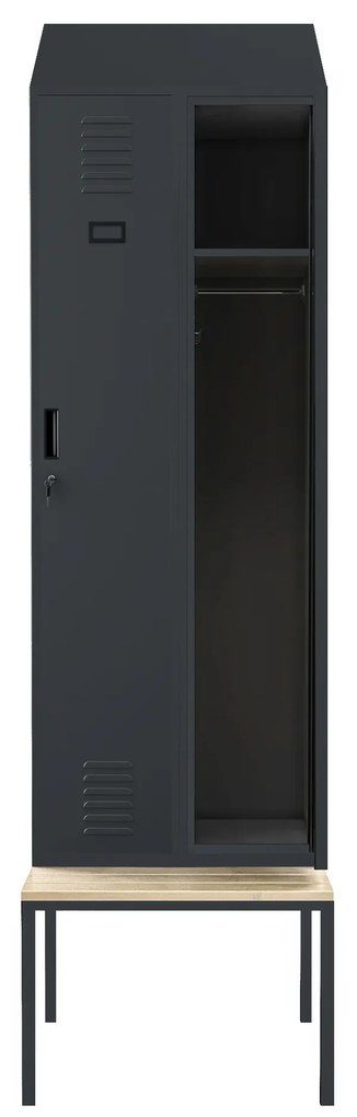 Šatníková skriňa s lavicou a strechou KACPER II PRO, 600 x 2295 x 850 mm, antracitová