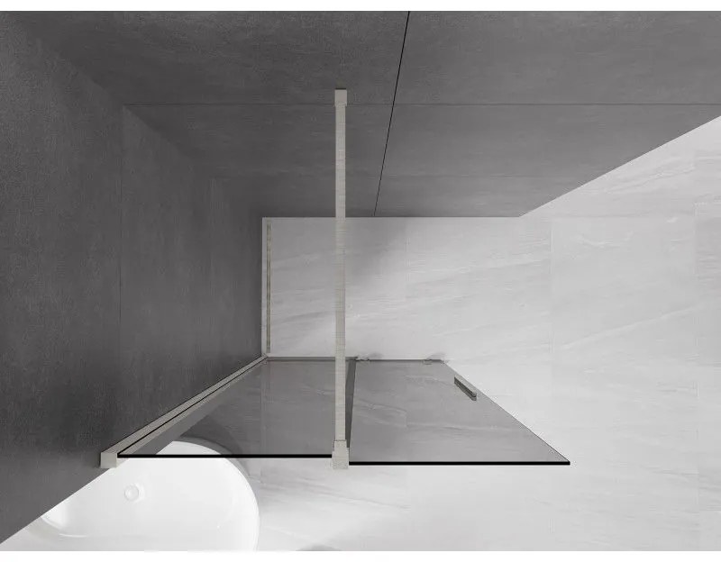 Mexen Velar, sprchová zástena s posuvnými dverami Walk-in 85 x 200 cm, 8mm šedé sklo, brúsená oceľ, 871-085-000-43-97
