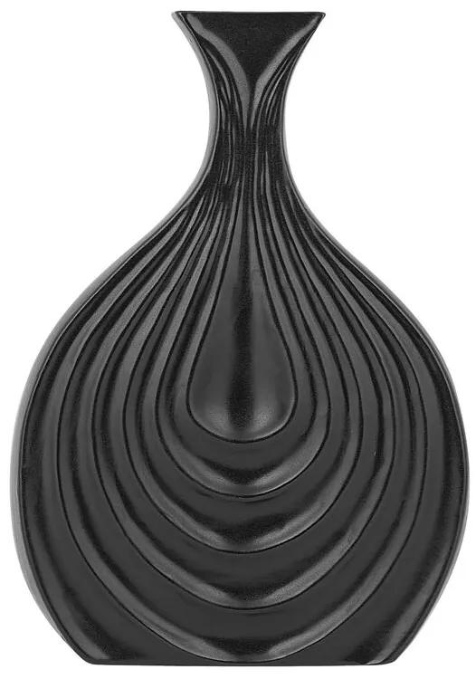 Kamenina Dekoratívna váza 25 Čierna THAPSUS Beliani
