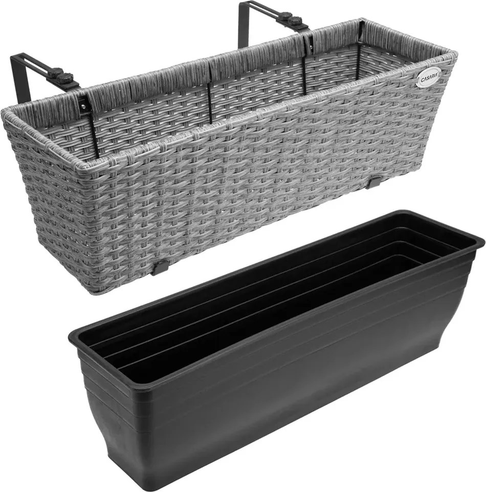 Závěsný balkonový květináč s vnitřní vložkou Plantero šedý