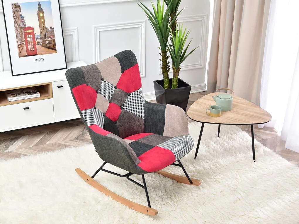 Kreslo Sibyla (patchwork + čierna). Akcia -27%. Vlastná spoľahlivá doprava až k Vám domov. 1110395