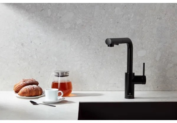 KFA Armatura 6623-110-81 - Drezová batéria s vyťah. sprškou DUERO BASIC m. čierna