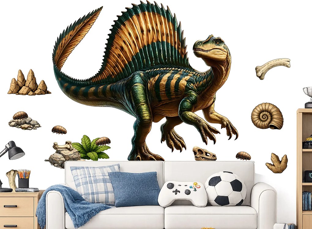 Spinosaurus textilní prelepiteľná nálepka na stenu hárok 46 x 40 cm