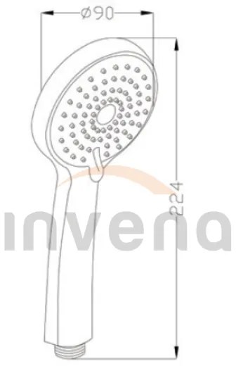 Invena Dafni, 3-funkčná ručná sprchová hlavica okrúhla, chróm-biela, INV-AS-02-002-X