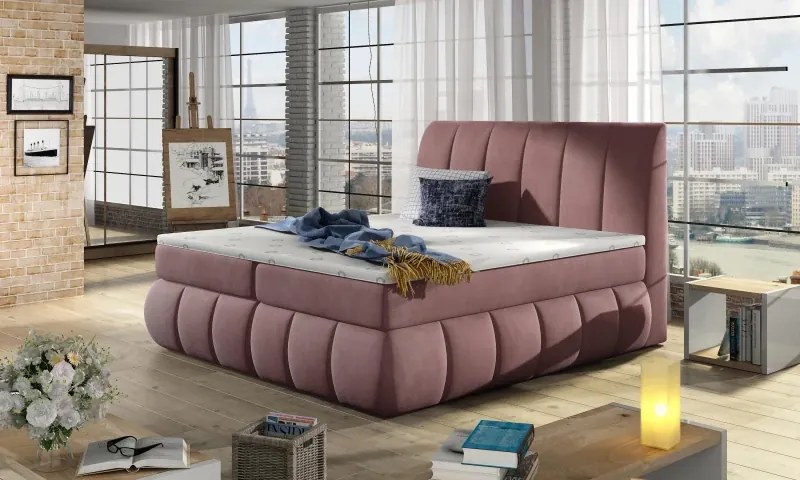 Posteľ Boxspring Vincenzia 200x180, ružová (Mat Velvet 63 - BVI 17)
