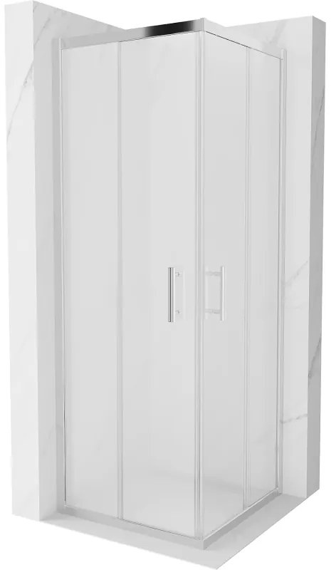 Mexen Rio, štvorcový sprchovací kút s posuvnými dverami 70(dvere) x 70(dvere) x 190 cm, 6mm sklo námraza, chrómový profil, 860-070-070-01-30